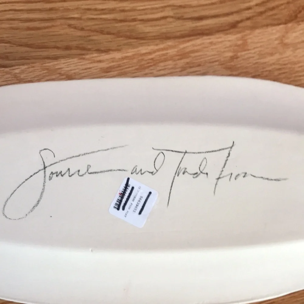 NWT Anthropologie Terrain Signed Handmade Chartreuse Fish Platter